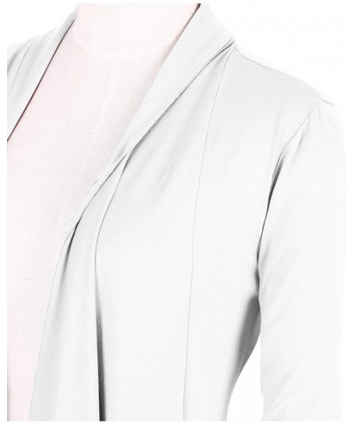 Women's Drape Front Open Cardigan Long Sleeve Irregular Hem White $14.81 Sweaters