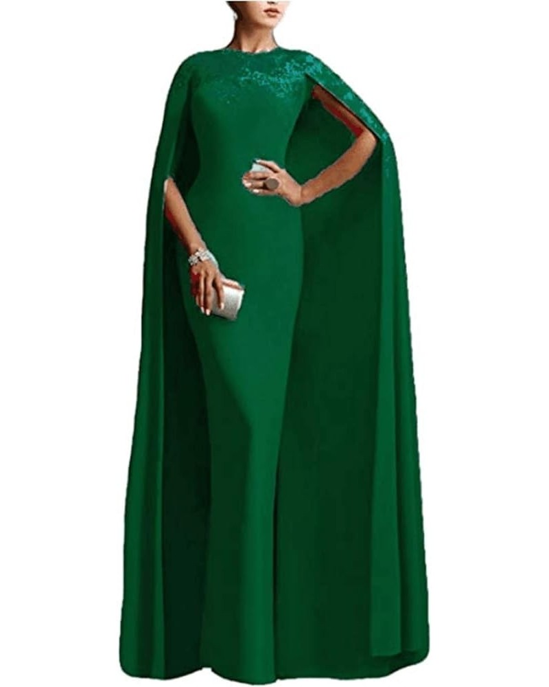 Women's Mother Of The Bride Party Prom Dress With Cape Neck Lace Blackish Green $33.49 Dresses