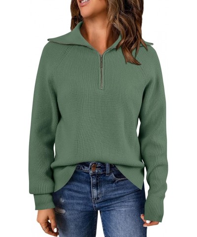 Womens Zip Up Pullover Sweaters Casual Long Sleeve Knit Sweatshirts Fall Warm Loose Stand Collar Jumper Top Green $11.19 Swea...