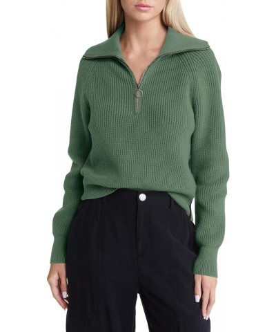 Womens Zip Up Pullover Sweaters Casual Long Sleeve Knit Sweatshirts Fall Warm Loose Stand Collar Jumper Top Green $11.19 Swea...