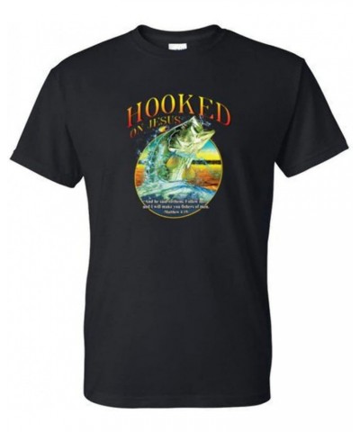 Adult DryBlend® T-Shirt - Hooked ON Jesus BASS/Fish/Religious Hunting/Fishing Black $10.19 T-Shirts