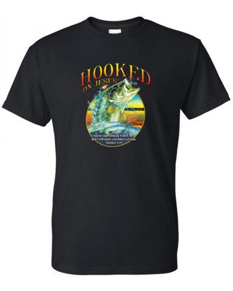 Adult DryBlend® T-Shirt - Hooked ON Jesus BASS/Fish/Religious Hunting/Fishing Black $10.19 T-Shirts