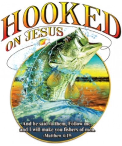 Adult DryBlend® T-Shirt - Hooked ON Jesus BASS/Fish/Religious Hunting/Fishing Black $10.19 T-Shirts