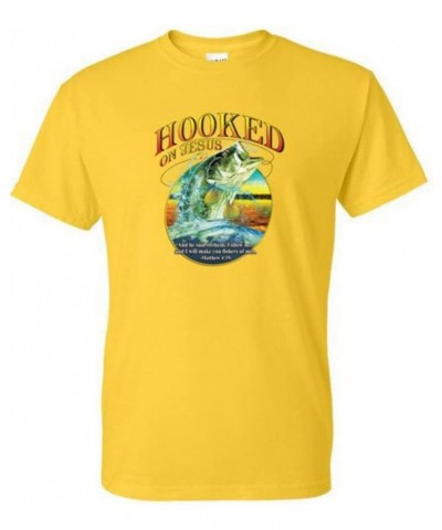 Adult DryBlend® T-Shirt - Hooked ON Jesus BASS/Fish/Religious Hunting/Fishing Black $10.19 T-Shirts