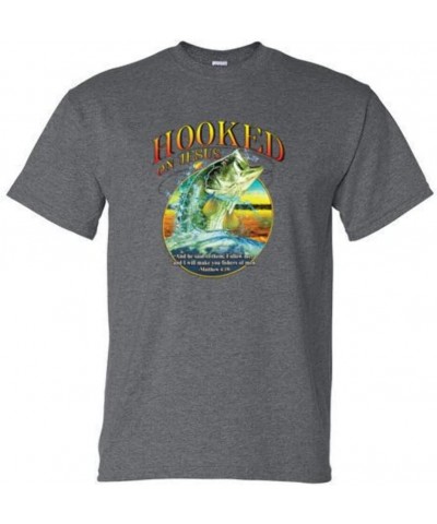 Adult DryBlend® T-Shirt - Hooked ON Jesus BASS/Fish/Religious Hunting/Fishing Black $10.19 T-Shirts