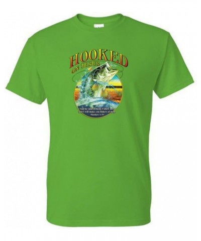 Adult DryBlend® T-Shirt - Hooked ON Jesus BASS/Fish/Religious Hunting/Fishing Black $10.19 T-Shirts