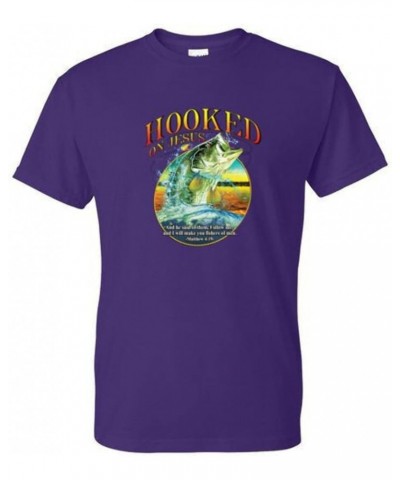 Adult DryBlend® T-Shirt - Hooked ON Jesus BASS/Fish/Religious Hunting/Fishing Black $10.19 T-Shirts