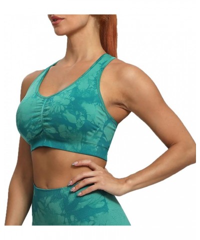 Women's Workout Sports Bras Fitness Asset Seamless Cross-Back Padded Bra Yoga Crop Tank Top Green Tie-dye $12.90 Lingerie