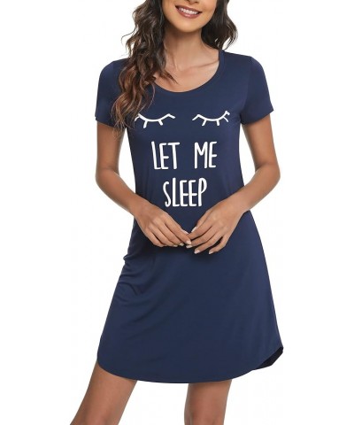 Soft Nightgowns for Women Viscose from Bamboo Sleep Shirts Plus Size Pajamas Short Sleeve Sleepwear S-4X B-dark Blue Eye $19....