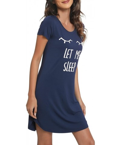 Soft Nightgowns for Women Viscose from Bamboo Sleep Shirts Plus Size Pajamas Short Sleeve Sleepwear S-4X B-dark Blue Eye $19....