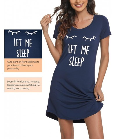 Soft Nightgowns for Women Viscose from Bamboo Sleep Shirts Plus Size Pajamas Short Sleeve Sleepwear S-4X B-dark Blue Eye $19....