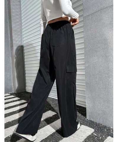 Women High Waisted Cargo Pants Wide Leg Casual Pants 7 Pockets Y2K Loose Trousers Streetwear Black $13.94 Pants