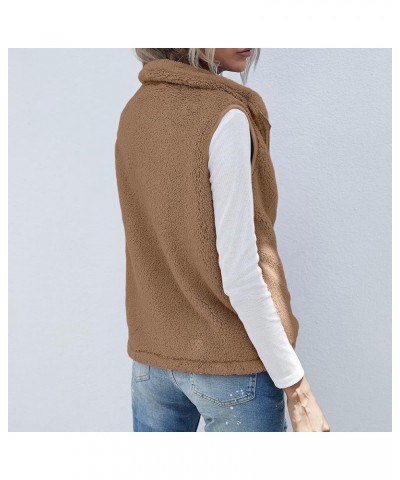 Womens Jacket 3x Women's Solid Color Fashion Casual Sleeveless Pocket Zipper Coat Peak Coat for Women Khaki $10.04 Vests