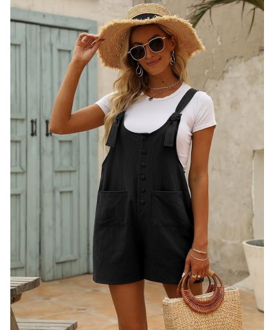 Womens Casual Summer Short Bib Overalls Shorts Cotton Linen Rompers Jumpsuits Black $11.19 Overalls