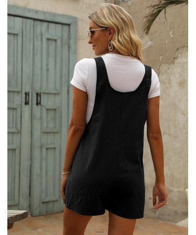 Womens Casual Summer Short Bib Overalls Shorts Cotton Linen Rompers Jumpsuits Black $11.19 Overalls