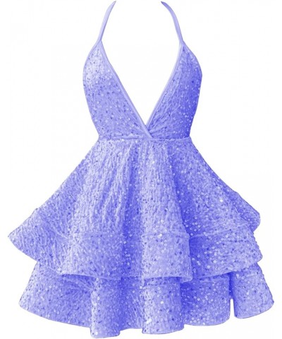 Sequin Short Prom Dresses for Women Sparkly Sexy V Neck Homecoming Dress Mini Cocktail Party Gowns Lavender $33.99 Dresses