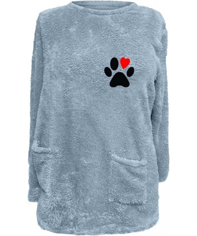 2023 Winter Womens Fleece Pullover Sweater Sherpa Warm Sweatshirts Long Sleeve Crewneck Tunic Tees Thermal Top A3light Blue $...