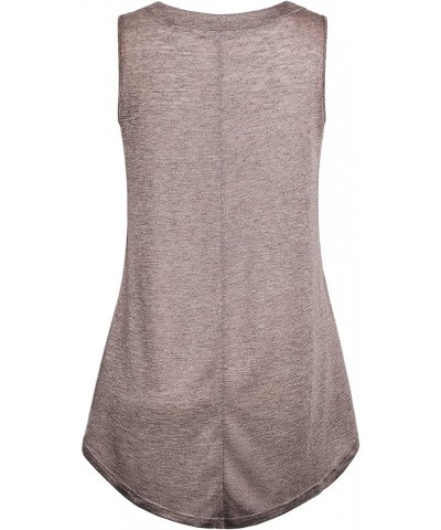 Womens Sleeveless V Neck Shirts Pleated Front Flowy Tank Tops Brown $10.71 Tanks