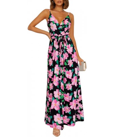 Womens Summer Maxi Dress V Neck Floral Adjustable Spaghetti Strap Beach Dresses with Pockets Floral34 $23.75 Dresses