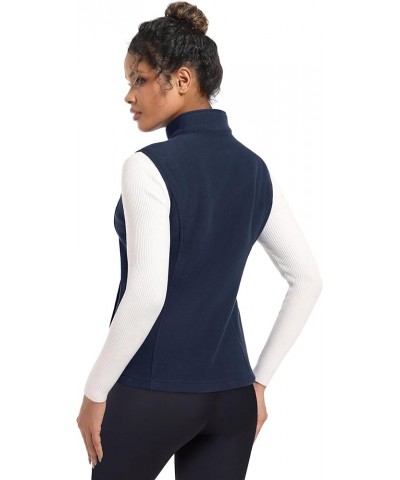 Women's Fleece Vest Outerwear Sleeveless Lightweight Zip Jackets Warm Soft Vests with Zipper Pockets Navy $19.60 Vests