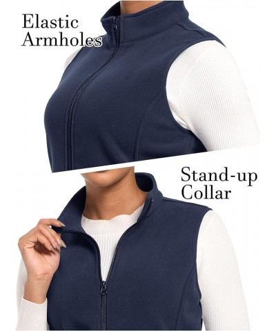 Women's Fleece Vest Outerwear Sleeveless Lightweight Zip Jackets Warm Soft Vests with Zipper Pockets Navy $19.60 Vests