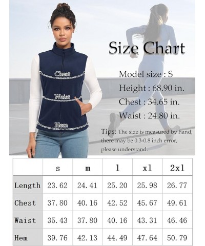 Women's Fleece Vest Outerwear Sleeveless Lightweight Zip Jackets Warm Soft Vests with Zipper Pockets Navy $19.60 Vests