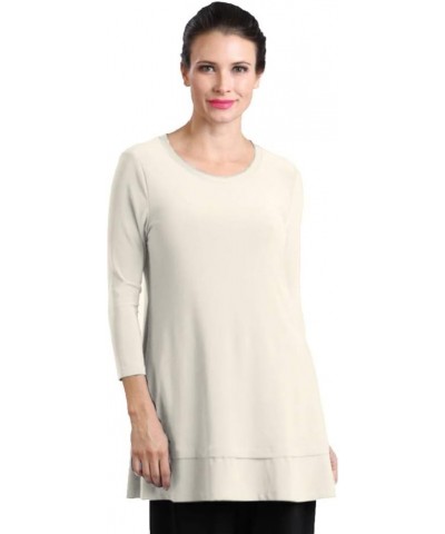 Solid Soft Stretch Knit Tunic - 1484T Ivory $39.02 Tops