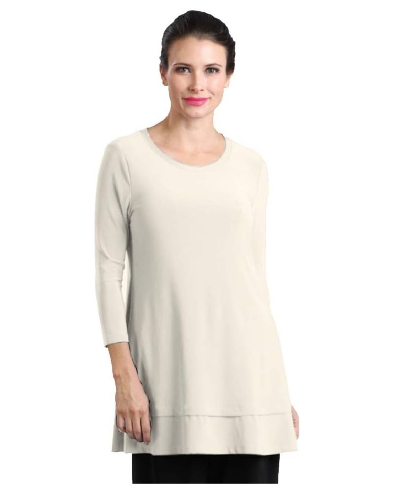 Solid Soft Stretch Knit Tunic - 1484T Ivory $39.02 Tops