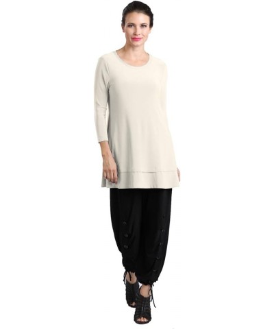 Solid Soft Stretch Knit Tunic - 1484T Ivory $39.02 Tops