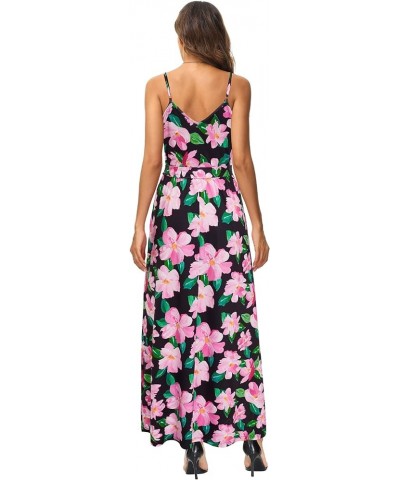 Womens Summer Maxi Dress V Neck Floral Adjustable Spaghetti Strap Beach Dresses with Pockets Floral34 $23.75 Dresses