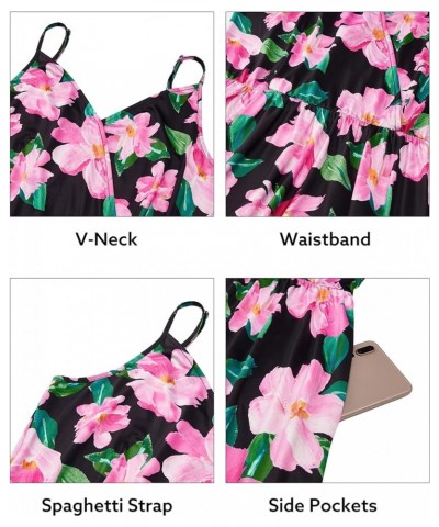 Womens Summer Maxi Dress V Neck Floral Adjustable Spaghetti Strap Beach Dresses with Pockets Floral34 $23.75 Dresses