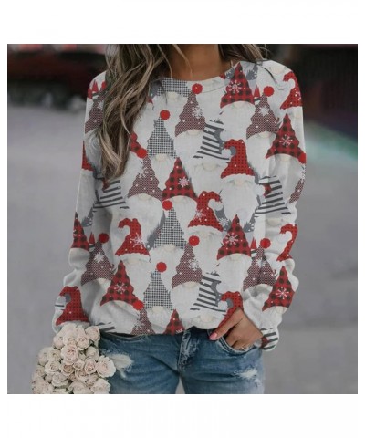 Plus Size Christmas Shirts Casual Fashion Printed Sweatshirts Loose Long Sleeve Sweater Comfy Fit Crewneck Pullover 02 White ...