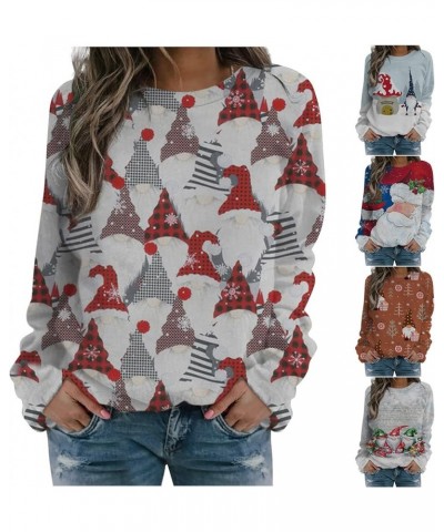 Plus Size Christmas Shirts Casual Fashion Printed Sweatshirts Loose Long Sleeve Sweater Comfy Fit Crewneck Pullover 02 White ...