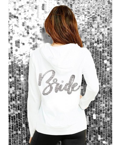 Bride to Be Bridal Shower Spa Day Jacket - Wifey Rose Gold Bride Zip Hoodie - Bridal Party Hoodies Bride (White) Silver $17.8...