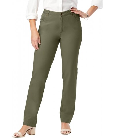 Women's Plus Size Petite Classic Cotton Denim Straight-Leg Jean Dark Olive Green $31.18 Jeans