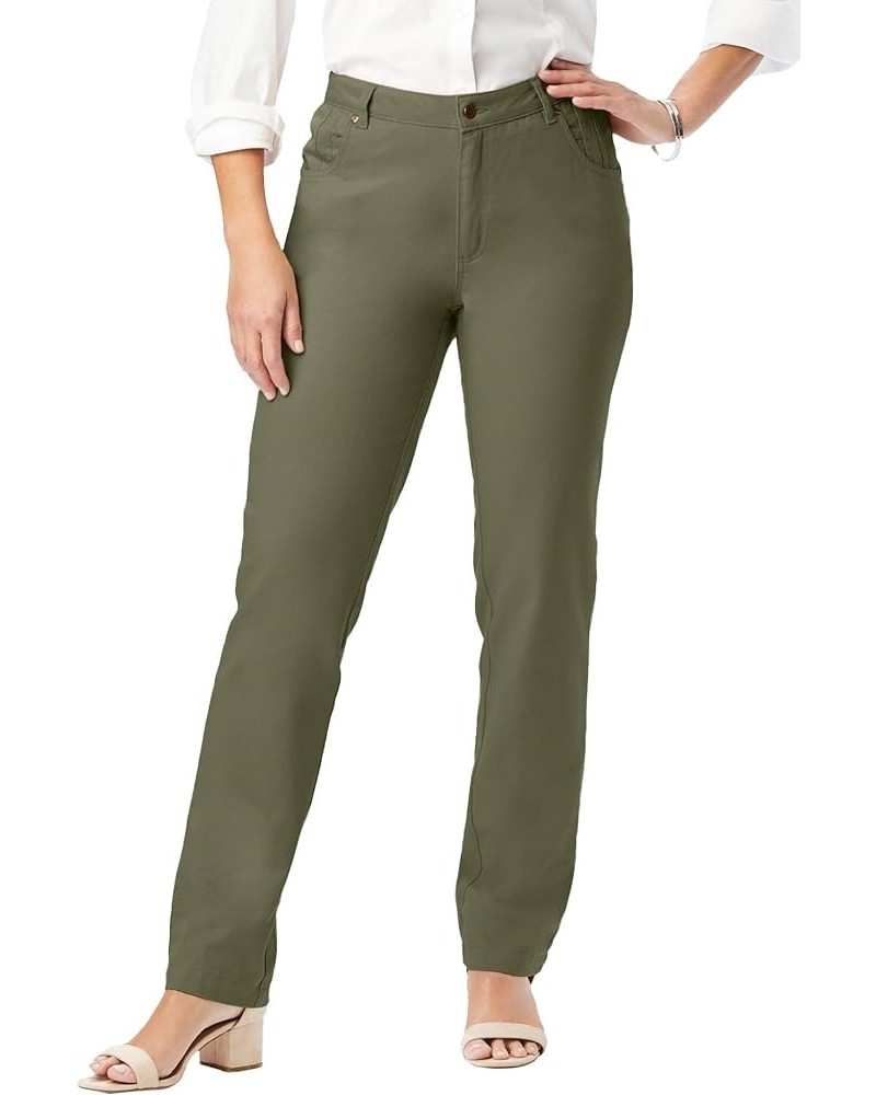 Women's Plus Size Petite Classic Cotton Denim Straight-Leg Jean Dark Olive Green $31.18 Jeans