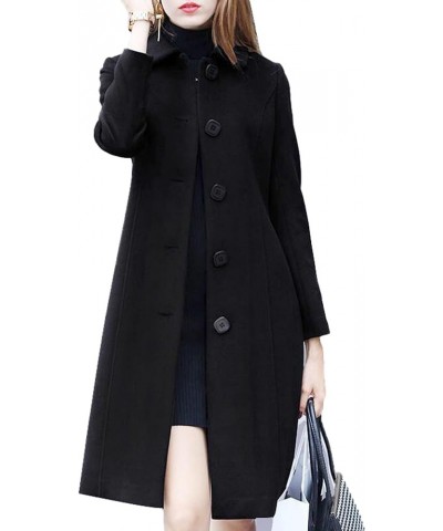 Womens Casual Long Trench Coat Open Front Lapel Overcoat Windproof Classic Peacoat with Self-Tie Belt Black B $18.28 Coats