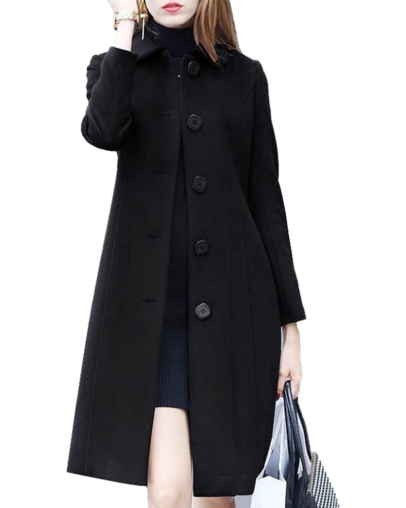 Womens Casual Long Trench Coat Open Front Lapel Overcoat Windproof Classic Peacoat with Self-Tie Belt Black B $18.28 Coats