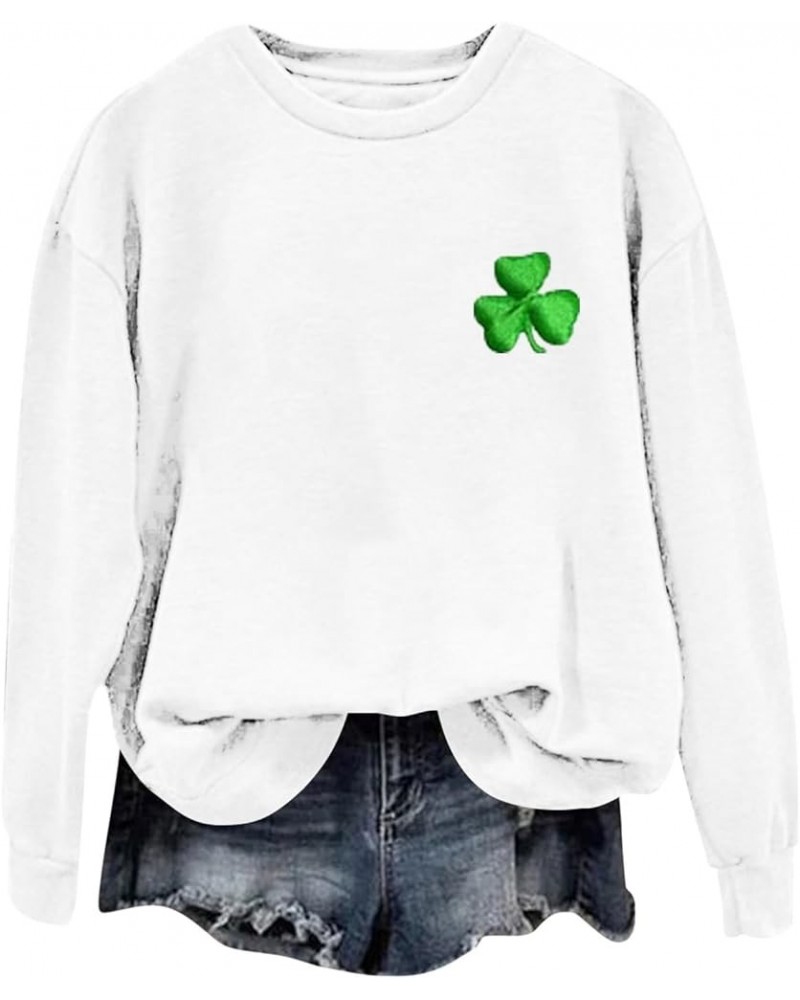 St. Patrick's Day Flag Shamrock Print Sweatshirt for Women Novelty Crewneck Casual Pullover 2024 Lucky Irish Blessed Outfits ...