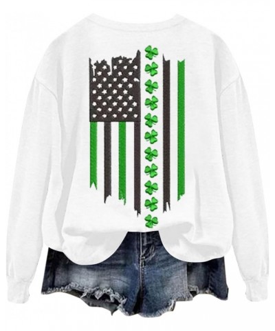 St. Patrick's Day Flag Shamrock Print Sweatshirt for Women Novelty Crewneck Casual Pullover 2024 Lucky Irish Blessed Outfits ...