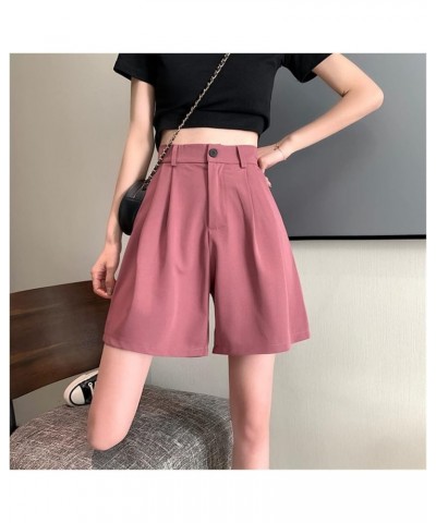 Shorts Women's Loose Fashion Casual Solid Color College Style Clothing Elegant All-Match Female (Color : Pink, Size : Small) ...