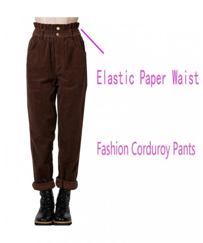 Corduroy High Waisted Baggy Pants for Women Vintage y2k Straight Leg Pants Loose Fit with Pocket Wide Leg Hbrown $8.69 Pants