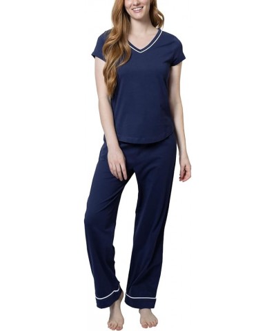 PJs For Women Set - Women Pajamas, Short Sleeve, 100% Cotton Navy $28.50 Sleep & Lounge