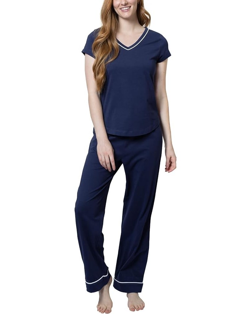 PJs For Women Set - Women Pajamas, Short Sleeve, 100% Cotton Navy $28.50 Sleep & Lounge