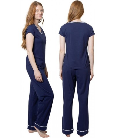 PJs For Women Set - Women Pajamas, Short Sleeve, 100% Cotton Navy $28.50 Sleep & Lounge