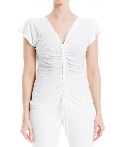 Women's Center Cinched Short Sleeve Top White $9.64 Blouses