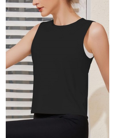 Workout Tops for Women Sleeveless Tops for Women Tank Tops for Women Loose Fit High Neck Workout Tank Tops for Women Black Gr...