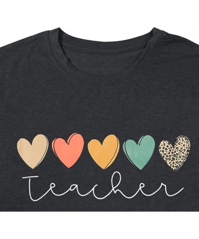 Heart Teacher Shirts for Women Teacher V Neck Shirt T Shirt Teach Graphic Tee Casual Short Sleeve Tops O_dark Gray1 $12.59 T-...