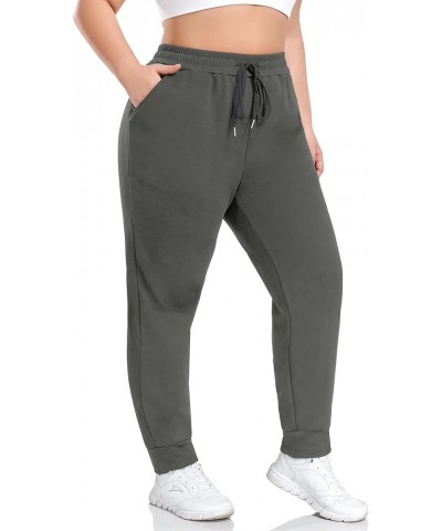 Women's Plus Size Fleece Lined Sweatpants Workout Athletic Jogger Fleece Pants Winter Clothes Grey $20.29 Activewear