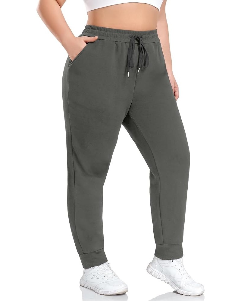 Women's Plus Size Fleece Lined Sweatpants Workout Athletic Jogger Fleece Pants Winter Clothes Grey $20.29 Activewear